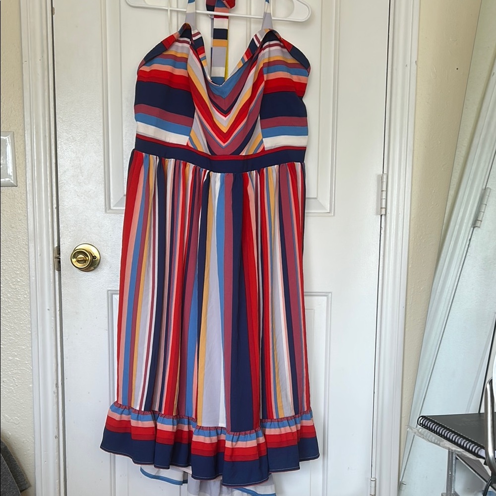 ModCloth Striped Halter Dress with Bold Colors NWOT